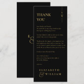 Zwart Goud Monogram Huwelijk Dank u Plaats Kaart (Voorkant / Achterkant)