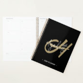 Zwart Goud Monogram Initiaal Maandelijks Planner (Display)