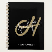 Zwart Goud Monogram Initiaal Maandelijks Planner (Voorkant)