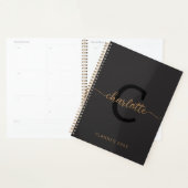 Zwart Goud Monogram Initiaal Naam Minimalist 2024 Planner (Display)