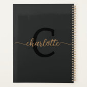 Zwart Goud Monogram Initiaal Naam Minimalist 2024 Planner (Achterkant)
