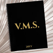Zwart Goud Monogram Initialen Modern Professional Notitieboek