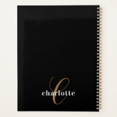 Zwart Goud Monogram initialen Naam Minimalist 2024 Planner (Achterkant)