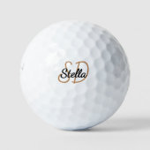 Zwart goud monogram initialen naam simpel golfballen (Voorkant)