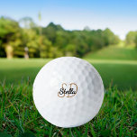 Zwart goud monogram initialen naam simpel golfballen<br><div class="desc">Transparante achtergrond,  gouden en zwarte tekst. Personaliseer en voeg uw monogram initialen en naam toe. Zowel voor hem als voor haar. De naam is geschreven met een modern handgeschreven stijlschrift.</div>