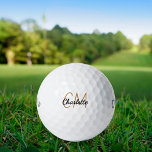 Zwart goud monogram initialen naam simpel golfballen<br><div class="desc">Transparante achtergrond,  gouden en zwarte tekst. Personaliseer en voeg uw monogram initialen en naam toe. Zowel voor hem als voor haar. De naam is geschreven met een modern handgeschreven stijlschrift.</div>