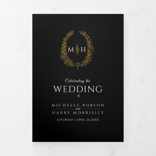 Zwart goud monogram krans verhaal & programma brui (Cover)