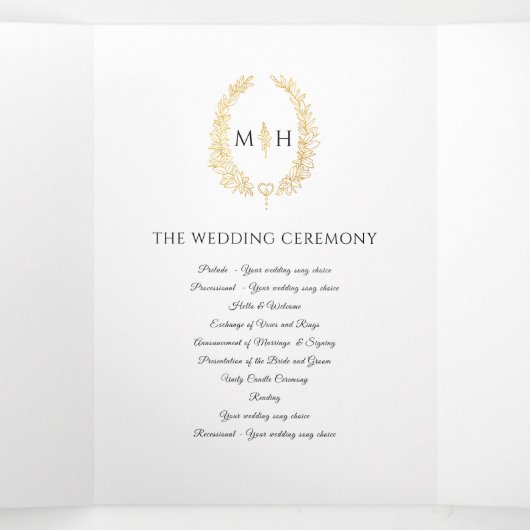 Zwart goud monogram krans verhaal & programma brui (Binnenkant midden)