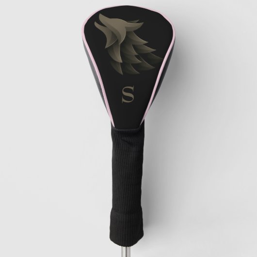 Zwart & goud monogram leren hoes golfheadcover (Voorkant)