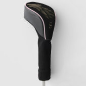 Zwart & goud monogram leren hoes golfheadcover (Schuin)