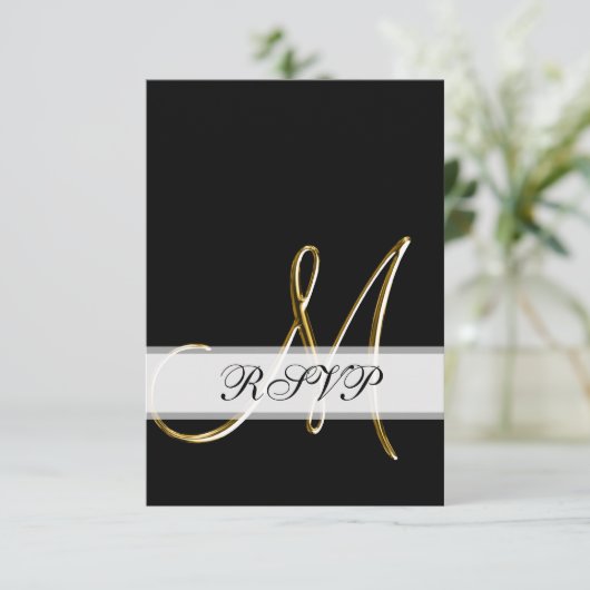 Zwart Goud Monogram M Trouw RSVP (Staand voorkant)