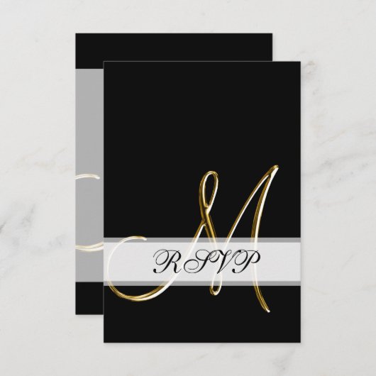 Zwart Goud Monogram M Trouw RSVP (Voorkant / Achterkant)
