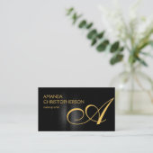 Zwart Goud Monogram Make-up Artiest Visitekaartje (Staand voorkant)