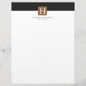 Zwart | Goud monogram met gespleten middenplaat Persoonlijk Briefhoofd (Voorkant)