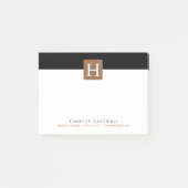 Zwart | Goud monogram met gespleten middenplaat Post-it® Notes (Voorkant)