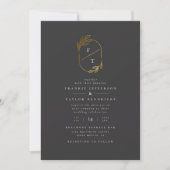 Zwart-goud monogram | Minimalistische trouwfoto Kaart (Voorkant)