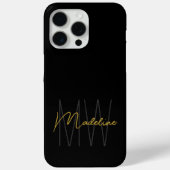 Zwart Goud Monogram Moderne Chic Case-Mate iPhone Case (Achterkant)