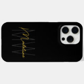 Zwart Goud Monogram Moderne Chic Case-Mate iPhone Case (Achterkant (horizontaal))