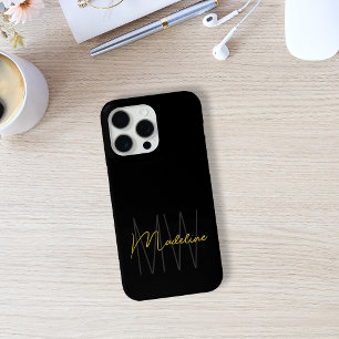 Zwart Goud Monogram Moderne Chic iPhone 15 Pro Max Hoesje