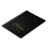 Zwart Goud Monogram Moderne Chic Notitieboek (Linkerzijde)