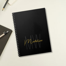 Zwart Goud Monogram Moderne Chic