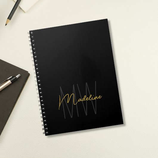 Zwart Goud Monogram Moderne Chic Notitieboek