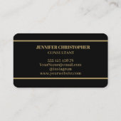 zwart goud | Monogram Moderne Elegante Minimalist Visitekaartje (Achterkant)