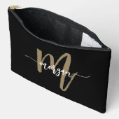 Zwart Goud Monogram Naam Meisje Script Etui (Open)