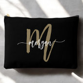 Zwart Goud Monogram Naam Meisje Script Etui