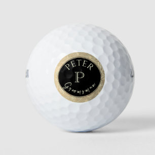 Zwart Goud Monogram Persoonlijke Bruidsjonker Golfballen