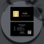 Zwart goud monogram QR code logo Visitekaartje