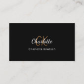 Zwart goud monogram QR code Visitekaartje (Voorkant)