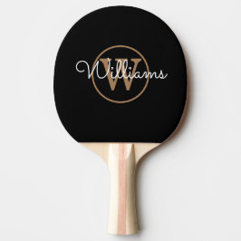 Zwart Goud Monogram Schrift Tafeltennisbatje