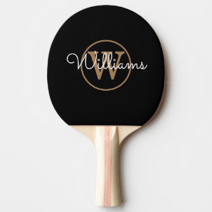 Zwart Goud Monogram Schrift Tafeltennisbatje