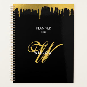 Zwart Goud Monogram  Script 2025 Kalender Planner