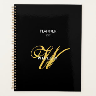 Zwart Goud Monogram  Script 2025 kalender Planner