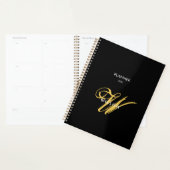 Zwart Goud Monogram  Script Calendar Planner (Display)