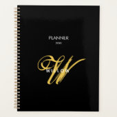 Zwart Goud Monogram  Script Calendar Planner (Voorkant)