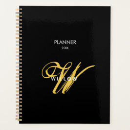 Zwart Goud Monogram Script Calendar Planner