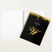 Zwart Goud Monogram  Script Kalender Planner (Display)