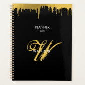 Zwart Goud Monogram  Script Kalender Planner (Voorkant)