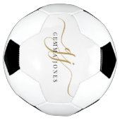 Zwart Goud Monogram Script Naam Voetbal (Gedraaid)