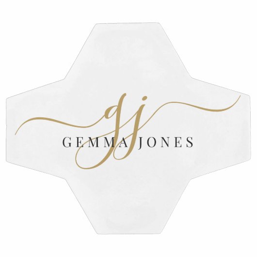 Zwart Goud Monogram Script Naam Voetbal (Enkel)