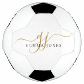 Zwart Goud Monogram Script Naam Voetbal (Voorkant)