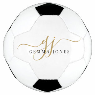 Zwart Goud Monogram Script Naam Voetbal