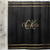 Zwart goud monogrammed douchegordijn