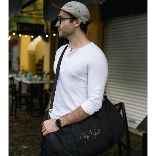 Zwart Goud Monogrammed Gym Sport Reizen Doorgaan Plunjezak