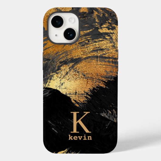 Zwart goud, monogrammen, elegant Case-Mate iPhone case (Achterkant)