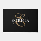 Zwart goud monogrammen gepersonaliseerd deurmat (Voorkant)