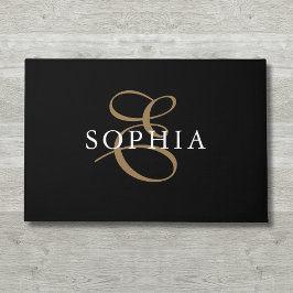 Zwart goud monogrammen gepersonaliseerd deurmat